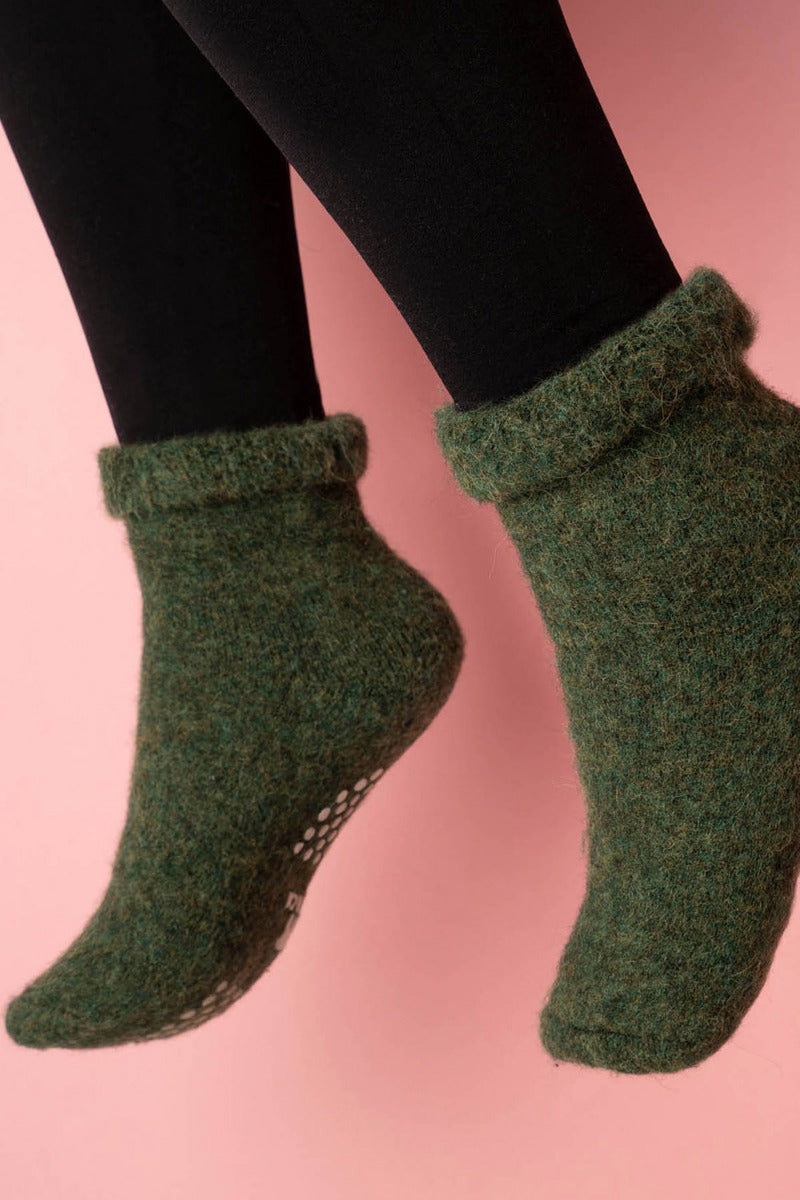 Slipper Alpaca Socks - Green