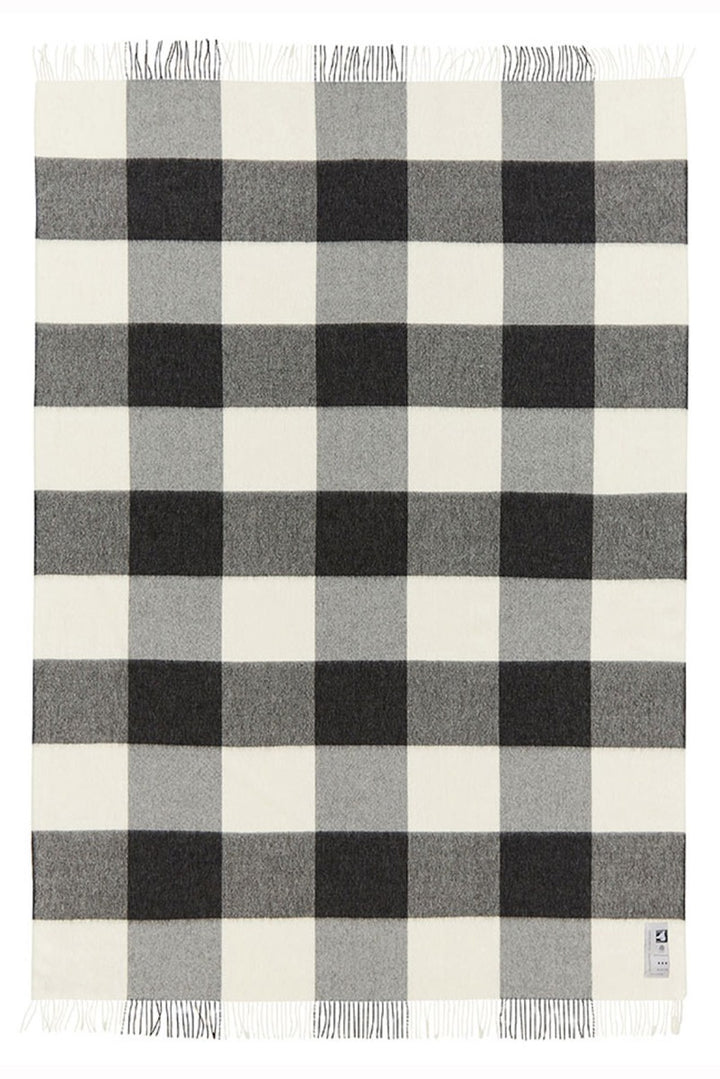 Charcoal Checkered Baby Alpaca Blanket