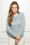 Ella Crochet 100% Baby Llama Crew-Neck Sweater