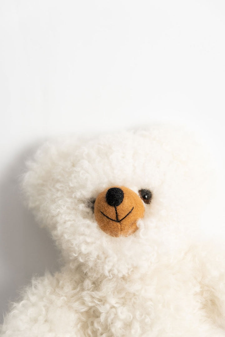 White Baby Alpaca Fur Teddy Bear - Medium