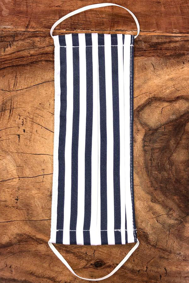 Navy White Stripes Face Mask